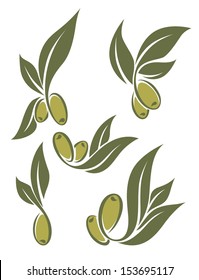 fresh green olives, vector collection of signs, symbols and icons