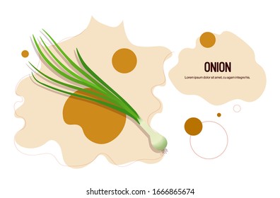 fresh green onion sticker tasty vegetable icon healthy food concept horizontal copy space vector illustration