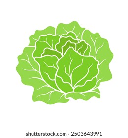 Lechuga orgánica verde fresca, icono de opción de comida saludable aislado. Sin contorno.