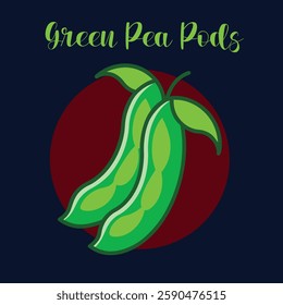 Fresh green pea pods clipart, perfect for culinary projects, menus, and farm branding.
