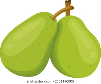 Fresh Green Pear Fruits Illustration Isolated on White Background