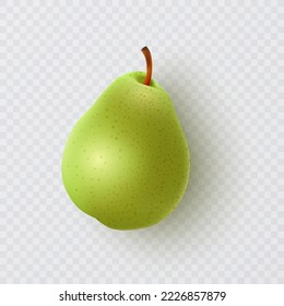 Fresh Green pears isolated on white. Vector illustration