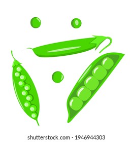 Frische grüne Erbsen Gemüsesymbol einzeln. Vektorgrafik im Cartoon-Stil