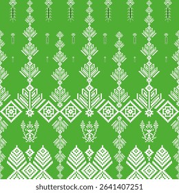 A fresh green pixel fabric pattern with a modern and digital feel — great for tech-inspired designs, retro styles, or vibrant textiles.