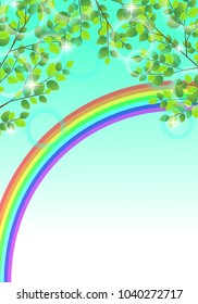 Fresh green and rainbow background image Illustration