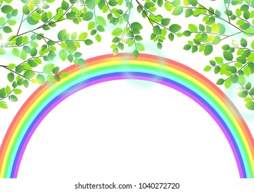 Fresh green and rainbow background image Illustration