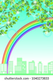 Fresh green and rainbow background image Illustration