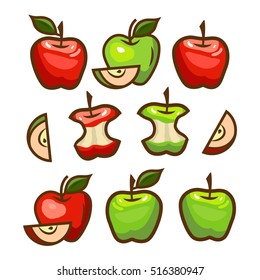 Fresh green and red apples. Vector illustration.
