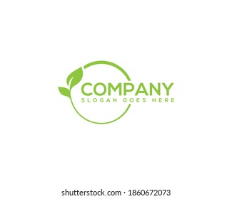 Fresh green rounded leaf logo design-leaf vector logo design