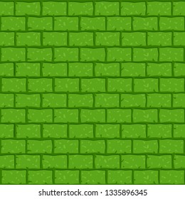 Fresh green simple brick wall seamless cartoon vector pattern.  Can be used as a screen wallpaper, game tile or texture, mock up background.  - Powered by Shutterstock - Get 15% off with code: PIKWIZARD15