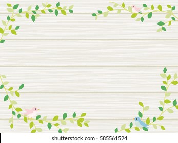 Fresh green and small bird frame material