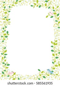 Fresh green and small bird frame material