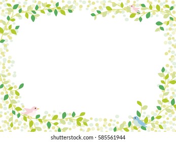 Fresh green and small bird frame material