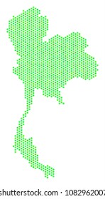 Fresh green Thailand map. Vector hexagon territory scheme in green color tinges. Abstract Thailand map concept is composed with hex tile blots.