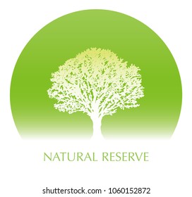 Fresh green tree circular icon with text space, vector illustration. 