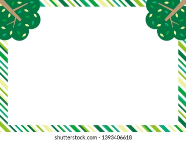 fresh green tree and striped pattern frame