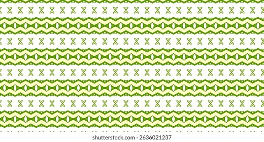 Patrón sin fisuras tribal verde fresco en blanco