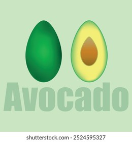 Fresh green vector avocado, made with gradient meshes on the green background.