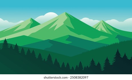 
Fresh green view of Carpathians with Hoverla and Petros peaks on background
