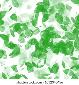 fresh green watercolor leaf pattern on white background, vector illustration