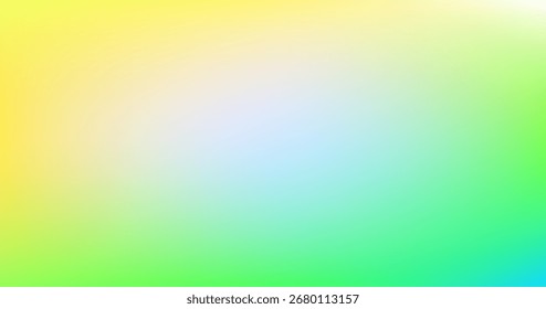 Fresh green, yellow, and blue gradient mix with smooth flow, creating a vibrant and lively abstract background.  