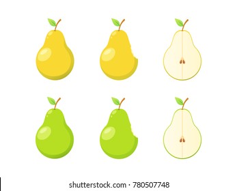 fresh green and yellow pear set