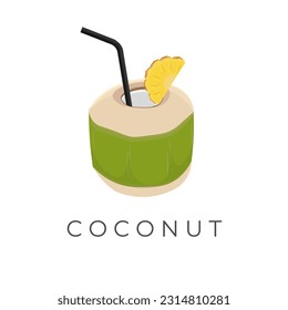 Logotipo de Ilustración de vectores de coco verde fresco