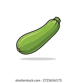 Fresh Green Zucchini Vegetable Vector Illustration
