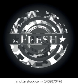 Fresh grey camouflage emblem. Vector Illustration.
