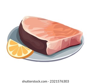 Fresh grilled seafood steak for lunch icon isolated