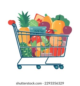 Fresh groceries for healthy eating in supermarket isolated