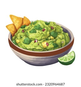 Fresh guacamole salad, a gourmet vegetarian meal icon isolated