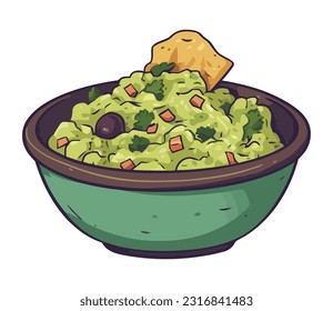 Fresh guacamole in a vegetable-filled gourmet bowl icon isolated