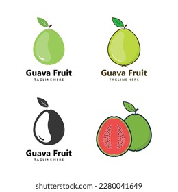 Fresh Guava Fruit Illustration Vector Graphic Design. Suitable For Fruit Trading Business and Fresh Fruit Juice.