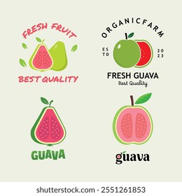 Fresh Guava Fruit Illustration Vector Graphic Design. Suitable For Fruit Trading Business and Fresh Fruit Juice.