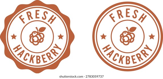 Fresh hackberry fruit label badges in vintage style, isolated on white background for packaging and branding design.