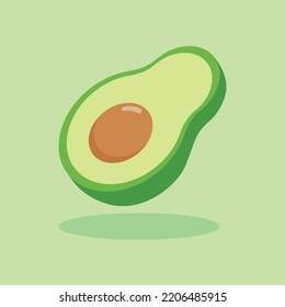 Fresh half avocado isolated on white background. Organic food. Cartoon style. Vector illustration for design