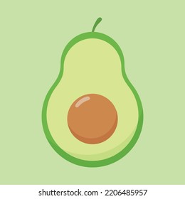 Fresh half avocado isolated on white background. Organic food. Cartoon style. Vector illustration for design