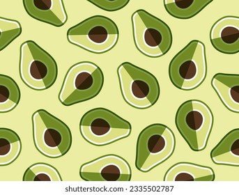 Patrón fresco medio aguacado sin fisuras en estilo de caricatura.