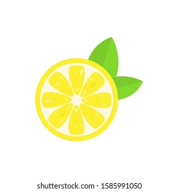 Fresh half cut lemon fruit vector icon isolated 