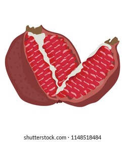 
A fresh half cut piece  with small fruits in it, pomegranate
