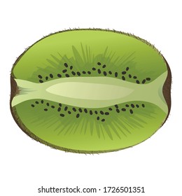Fresh half kiwi icon. Cartoon of fresh half kiwi vector icon for web design isolated on white background