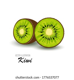 Fresh half of kiwi isolated on a white background