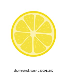 Fresh half of lemon isolated on white background. Organic fruit. Cartoon style. Vector illustration for any design.