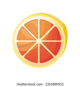 fresh half of orange fruit isolated icon