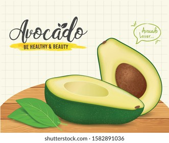 fresh half pieces of avocado vector illustration 