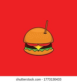 fresh hamburger vector illustration, junk food for lunch and break time. icon snack fast food with out line styles  