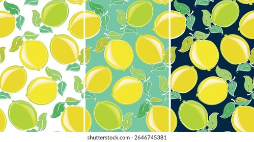 Mão fresca desenhada rabiscar limão limão limão citrus fundo padrão. 