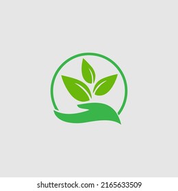 
fresh hand and leaf logo. suitable for nursery