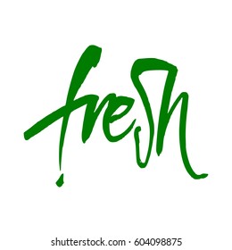 Fresco. Grabado a mano. Caligrafía vectorial hecha a mano. Diseño para logotipo, sello, placa, etiqueta. 